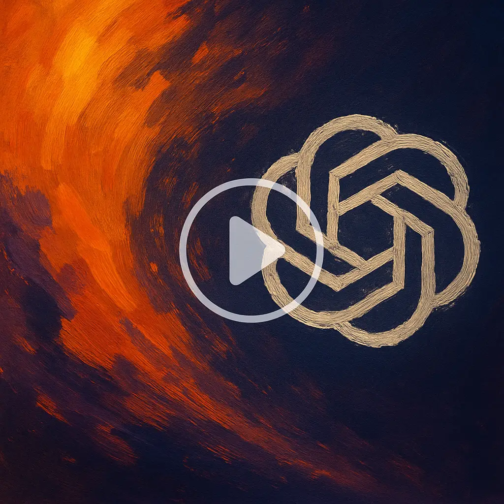 A swirl of vivid paint strokes morphing into a hand-drawn logo, showcasing artistic AI-powered video transitions.