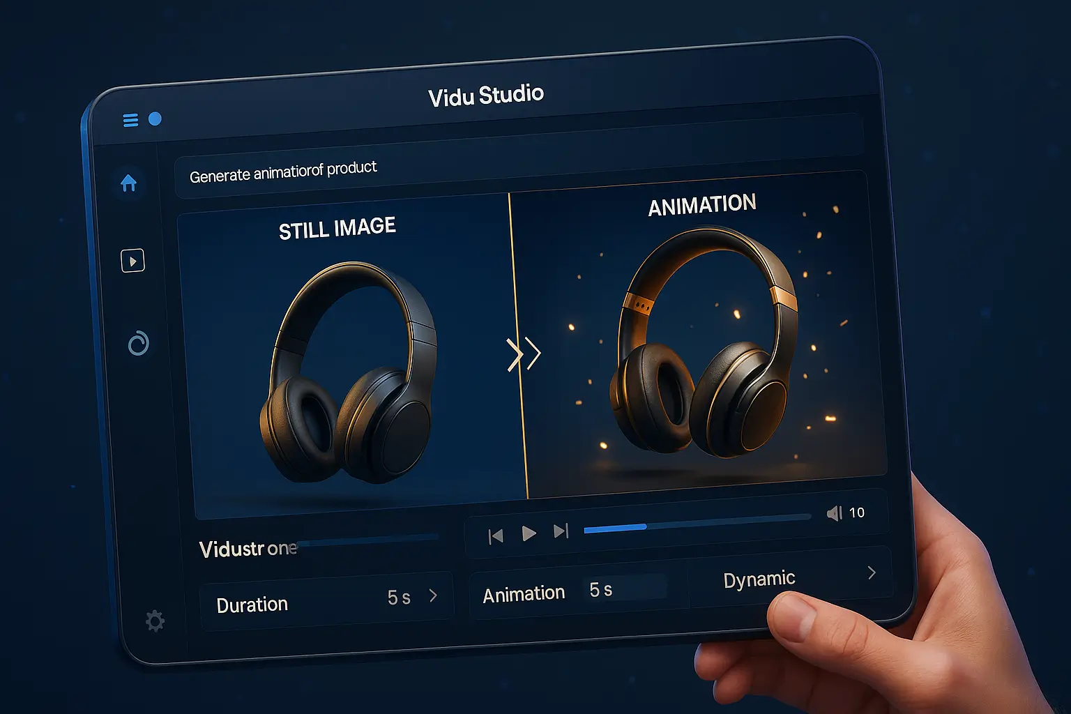 Commercial advertising creation with Vidu Studio Product image transforming into animated commercial